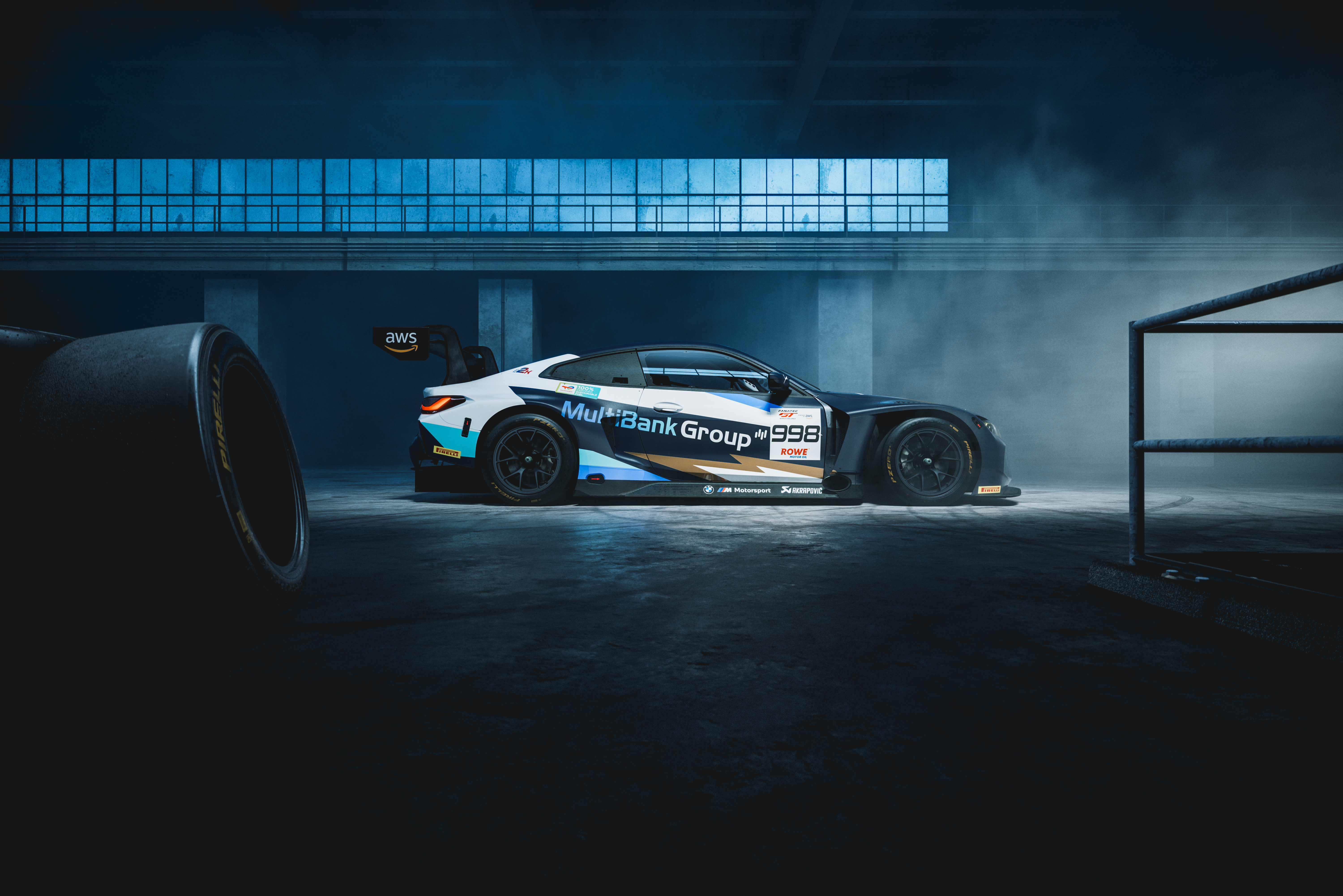 Munich (GER), 4 April 2024. Fanatec GT World Challenge Europe, GTWC, BMW M4 GT3, ROWE Racing, MultiBank Group, Dan Harper, Max Hesse, Augusto Farfus, design, livery.