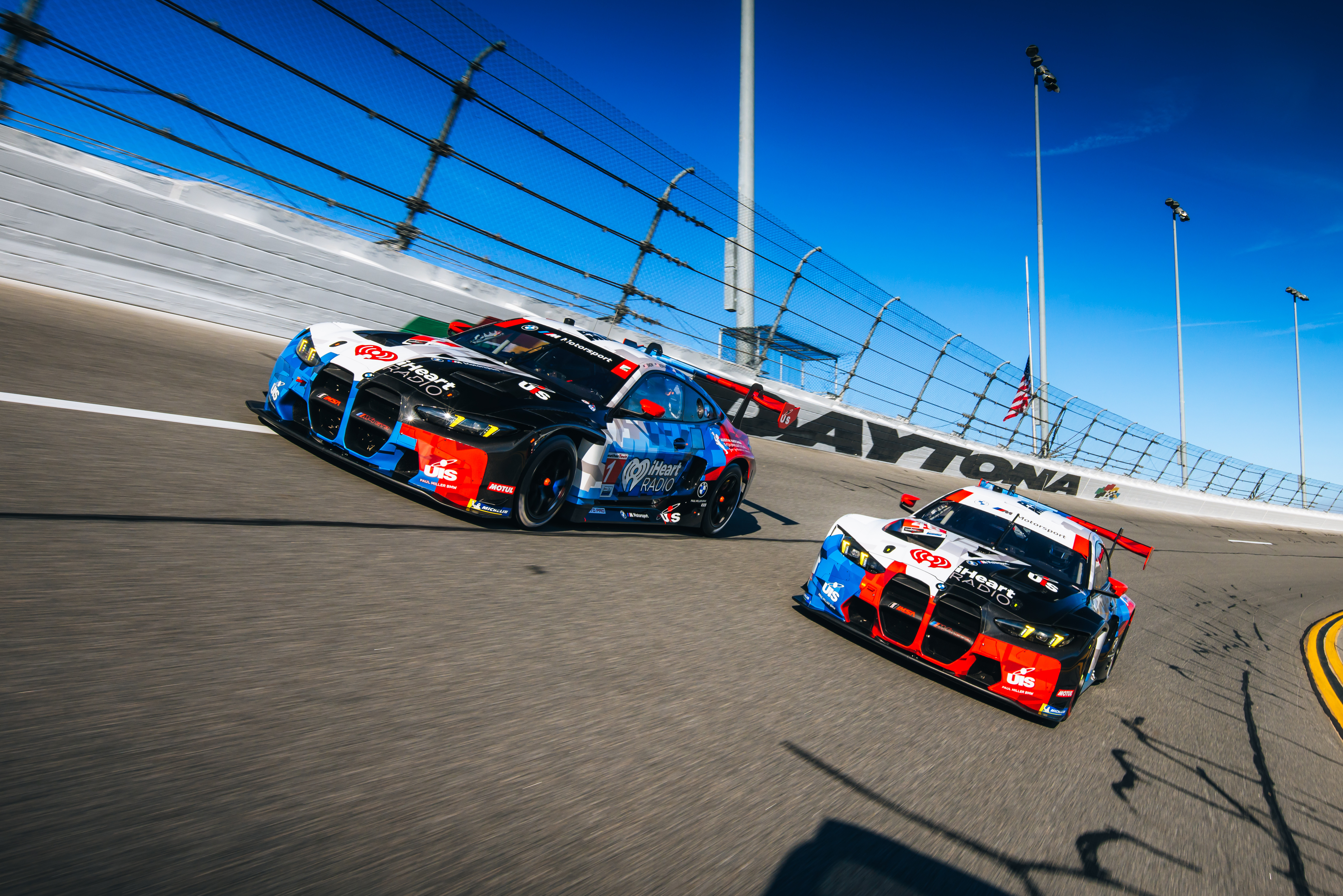 Daytona (USA), 17-19 January 2025. Roar before the 24, Daytona 24 Hours, IMSA WeatherTech SportsCar Championship, Car-to-Car, photoshoot, BMW M4 GT3 EVO, Paul Miller Racing.