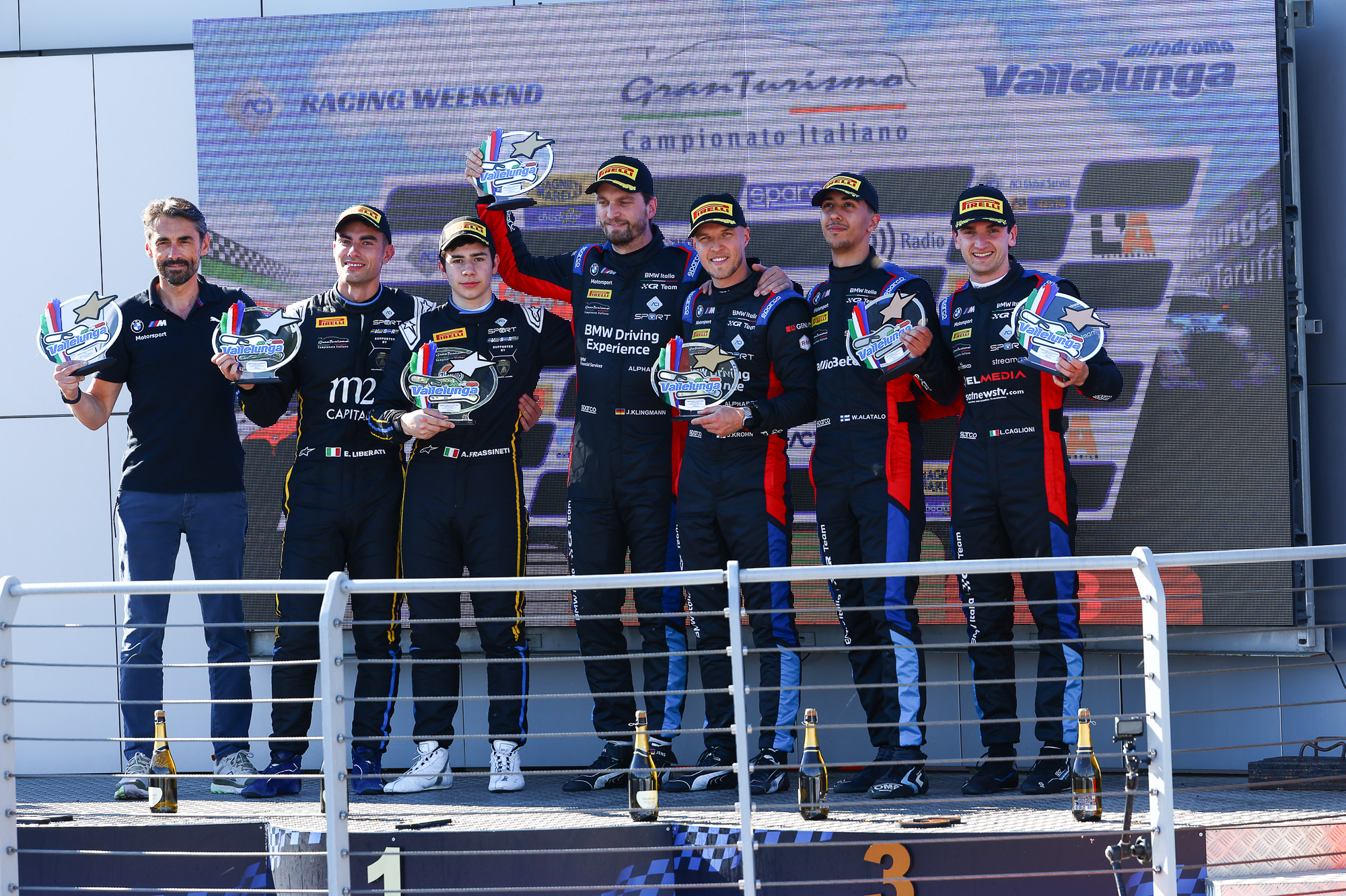Vallelunga (ITA), 23th to 25th May 2025. BMW M Motorsport. Italian GT Championship, Sprint Cup, BMW Italia Ceccato Racing, #1 BMW M4 GT3 EVO, Jens Klingmann, Jesse Krohn, #2 BMW M4 GT3 EVO, William Alatalo, Leonardo Caglioni.